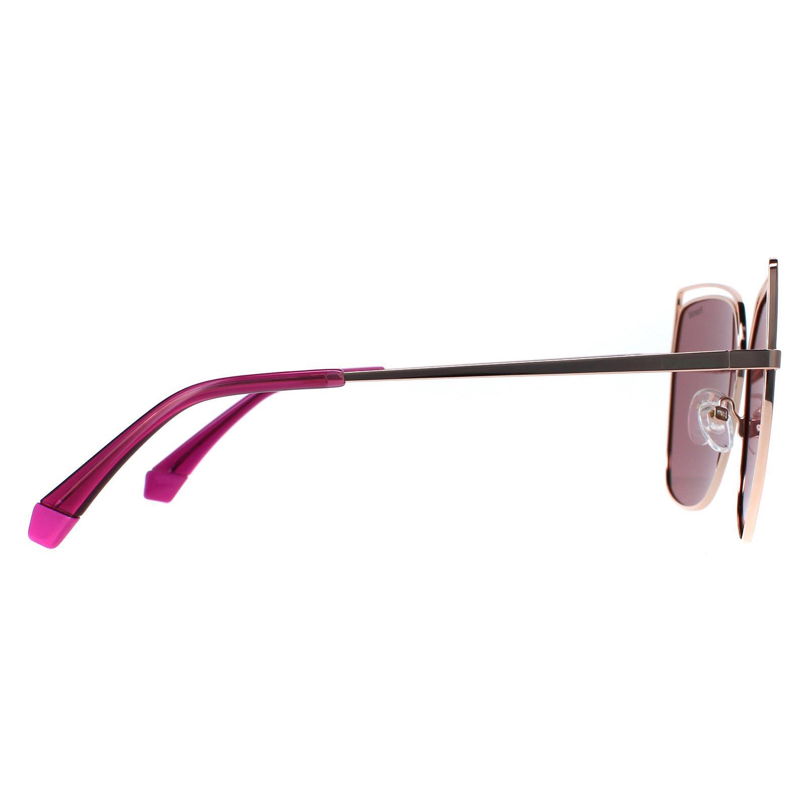 Polaroid Square Womens Gold Copper Pink Polarized Sunglasses 4/4