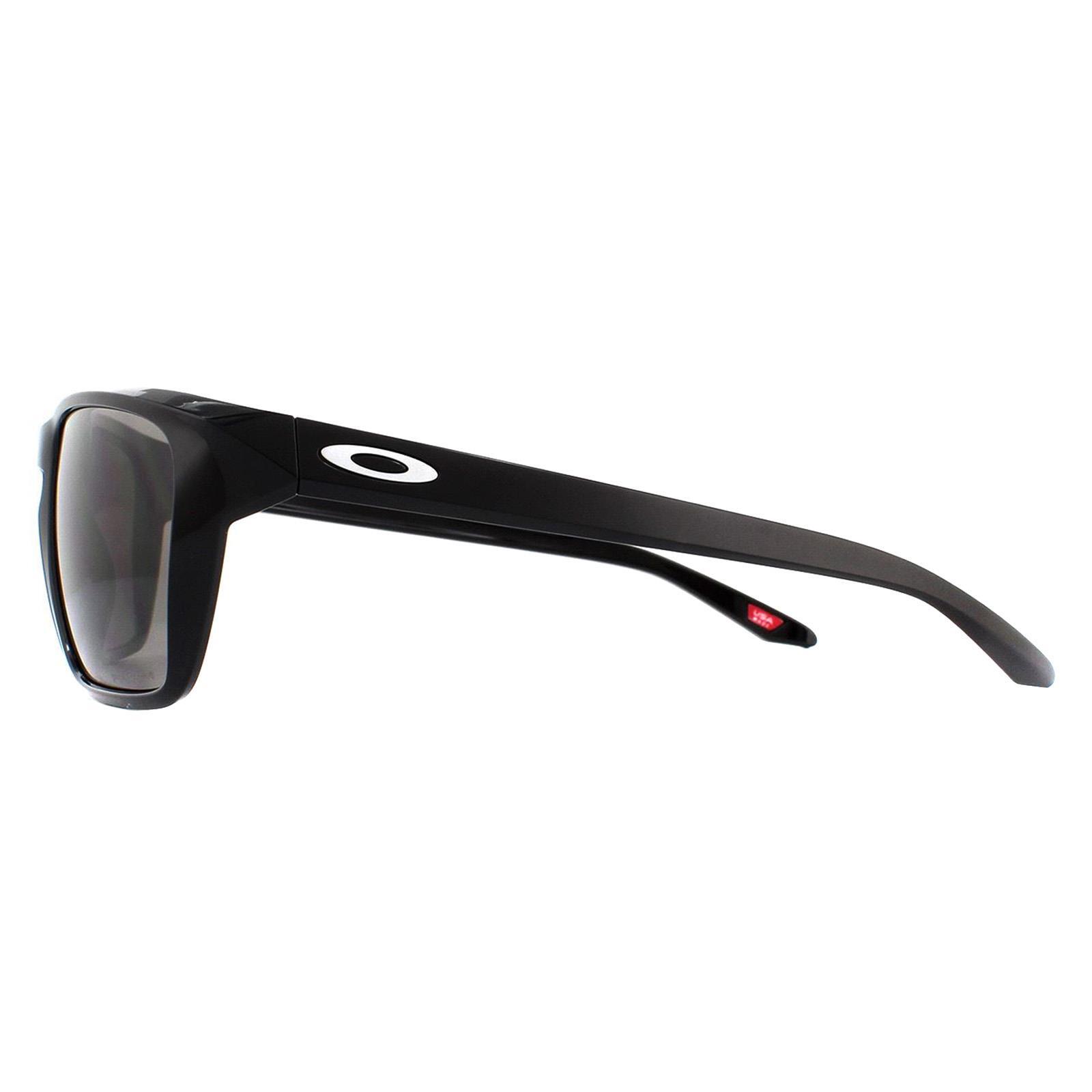 Oakley Rectangle Mens Polished Black Prizm Grey Sunglasses 3/4