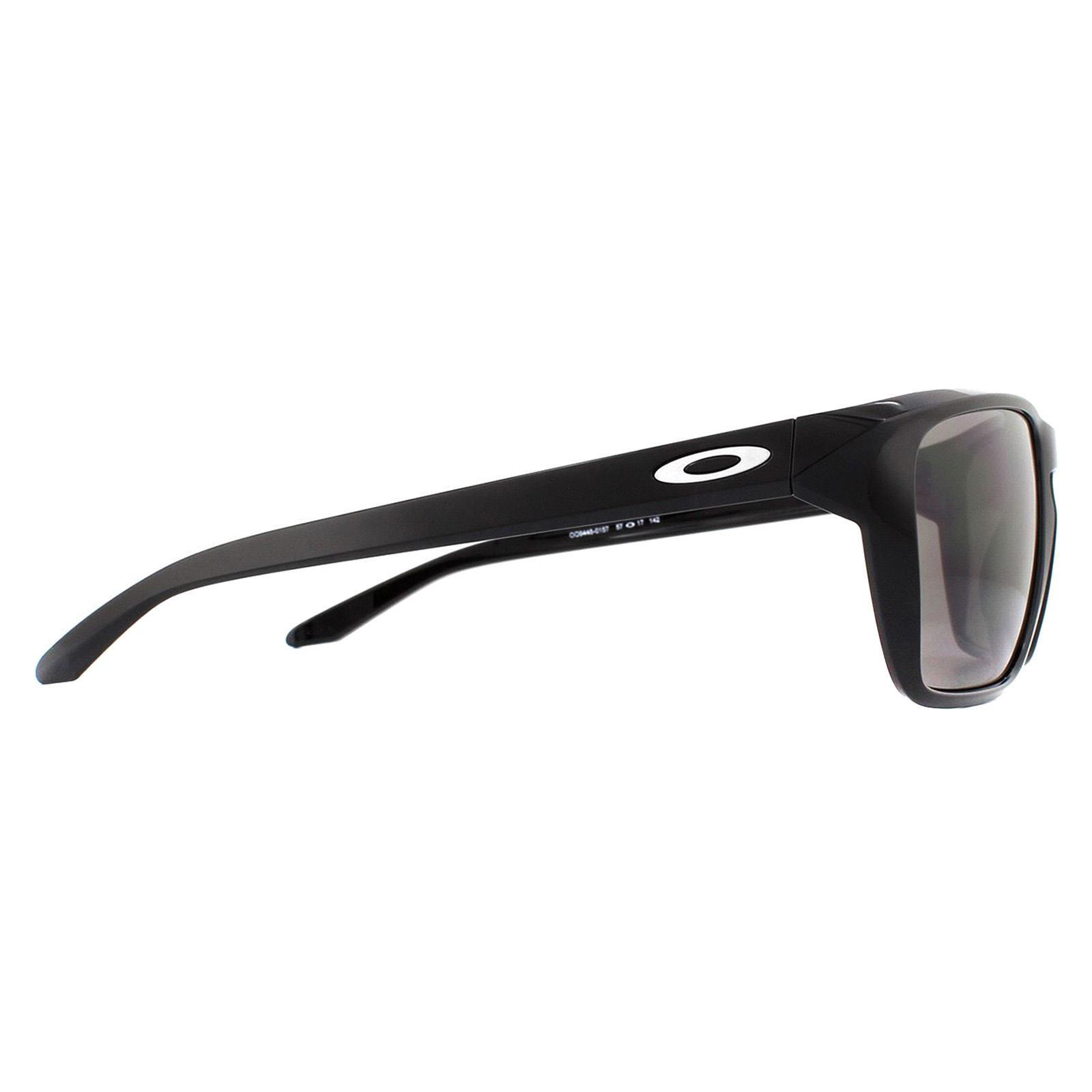 Oakley Rectangle Mens Polished Black Prizm Grey Sunglasses 4/4