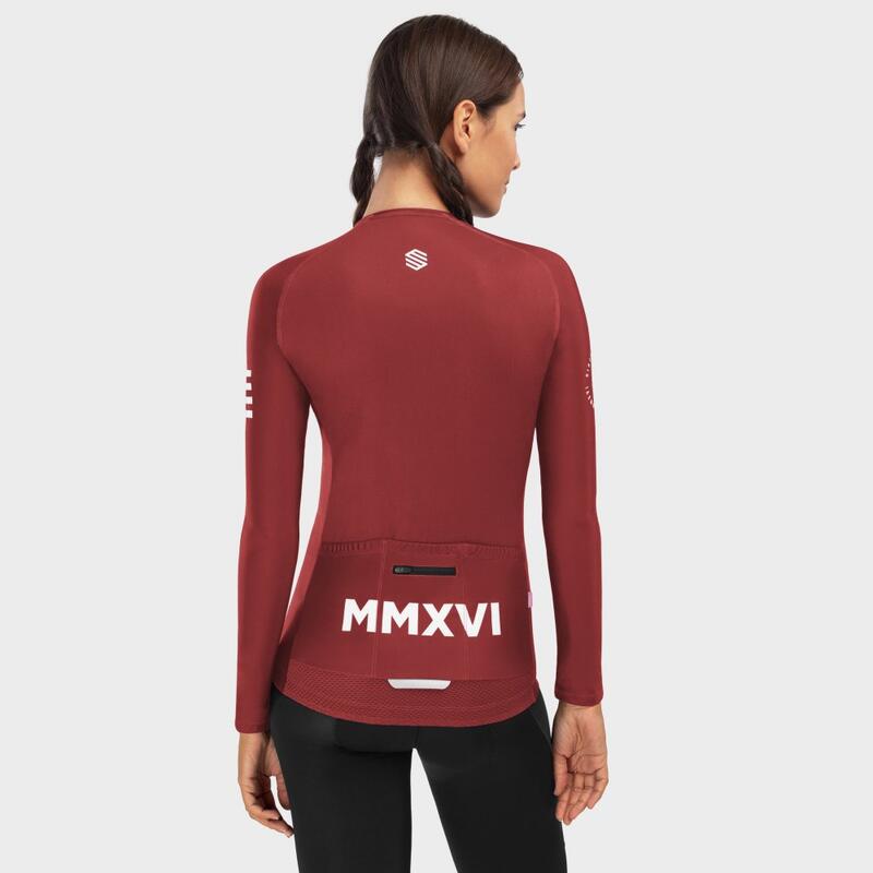 Maillot vélo manches longues femme Cyclisme M2 Cherry Bordeaux