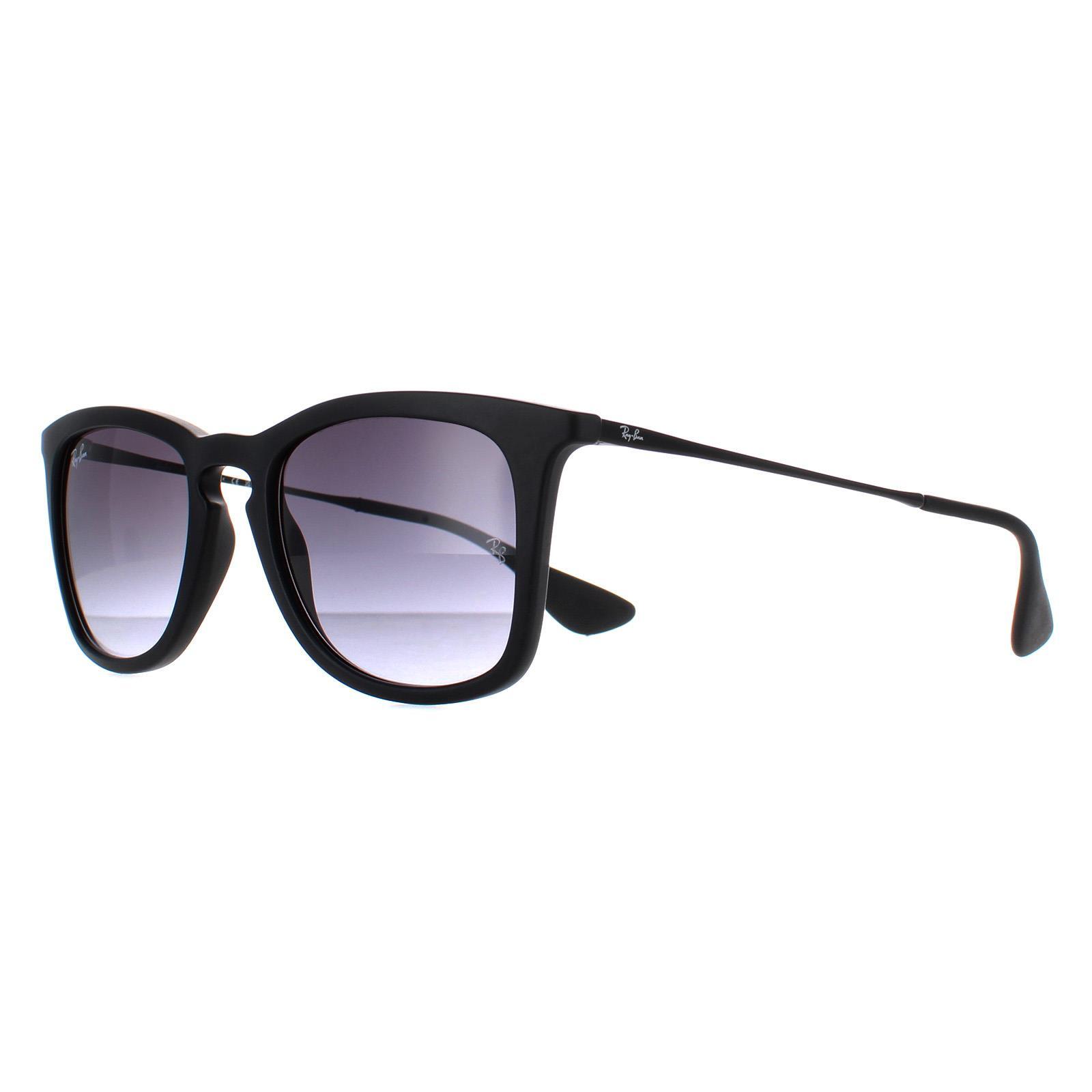 Ray-Ban Rectangle Unisex Black Rubber Grey Gradient Sunglasses 2/4