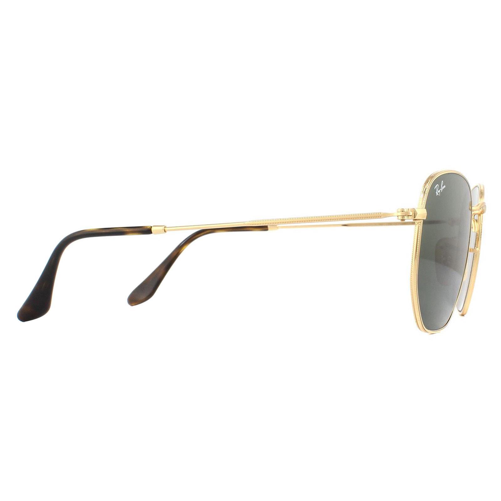 Ray-Ban Square Unisex Gold Green Sunglasses 4/4