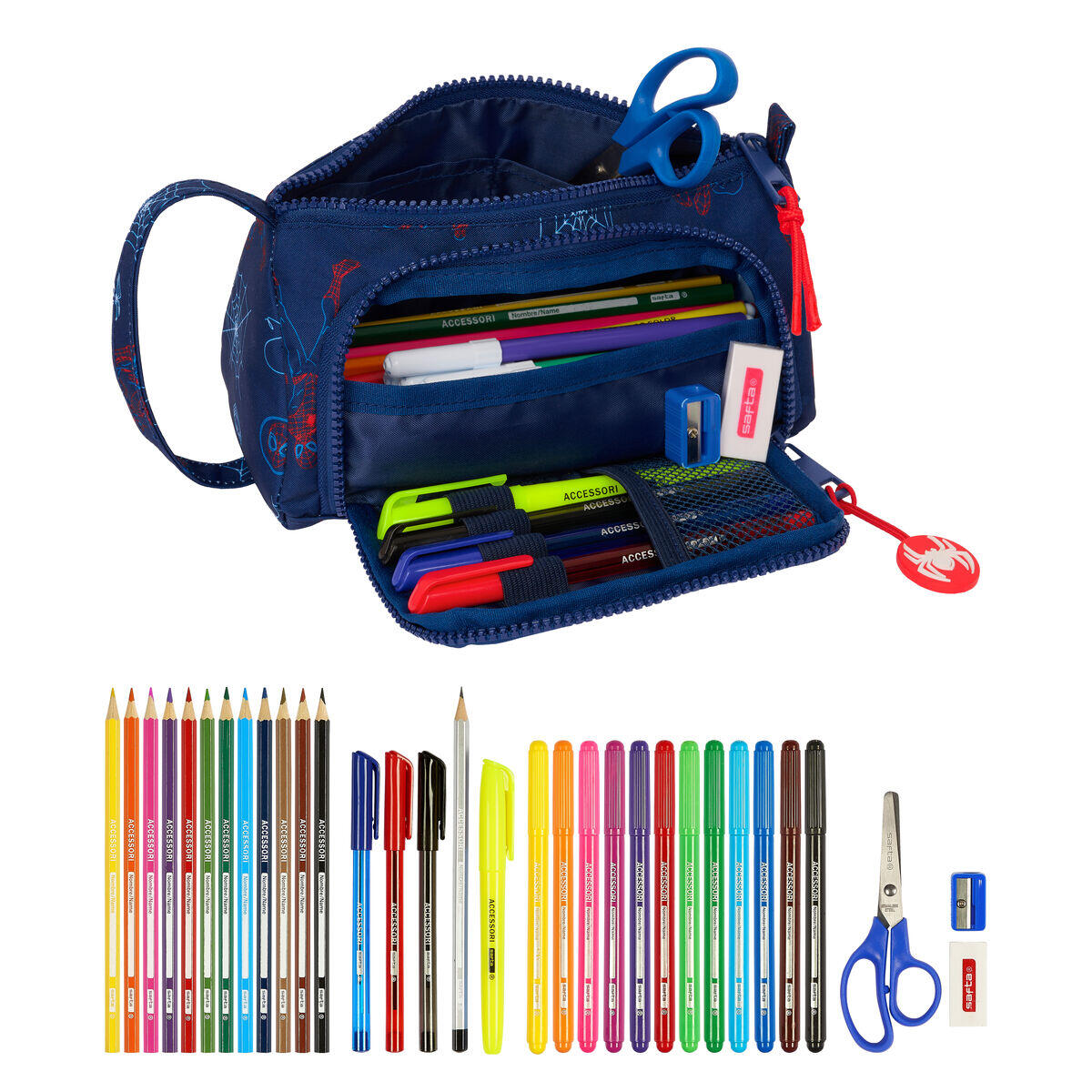 Estuche Escolar con Accesorios Spider-Man Neon 3/4
