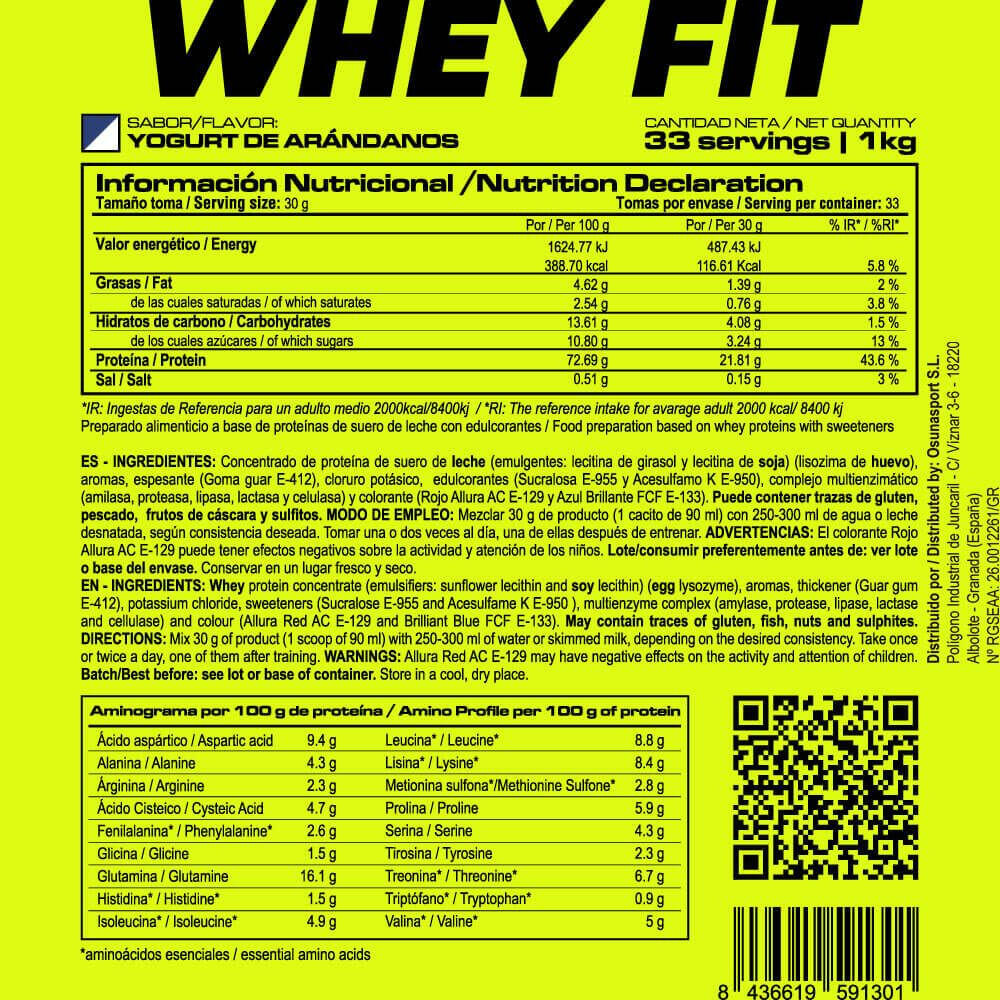 Whey fit - 1kg Yaourt aux myrtilles de MASmusculo 4/5