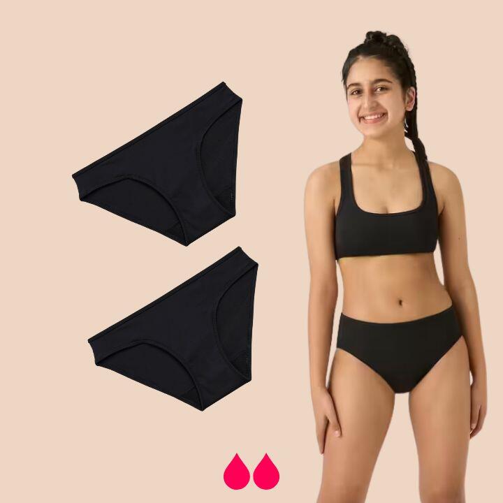 Pack 2 Braguita de Bikini Menstrual para Adolescentes Flujo 2 Tampones