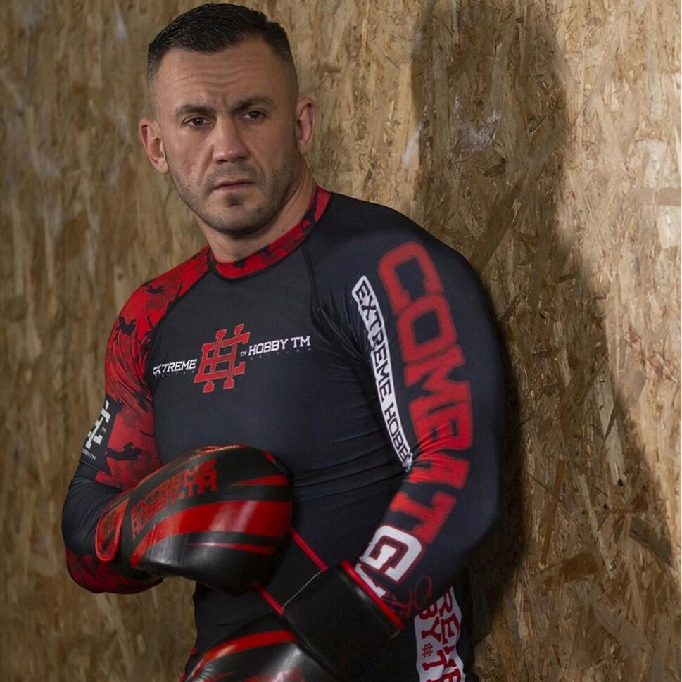Koszulka sportowa męska Rashguard do MMA EXTREME HOBBY RED WARRIOR