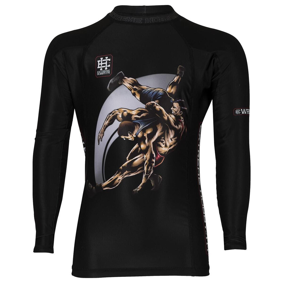 Extreme Hobby - Rashguard À Manches Longues Pour Enfants Mma Extreme Hobby Wrestling - Rashguard - Noir -  6 À 8 Ans - Decathlon