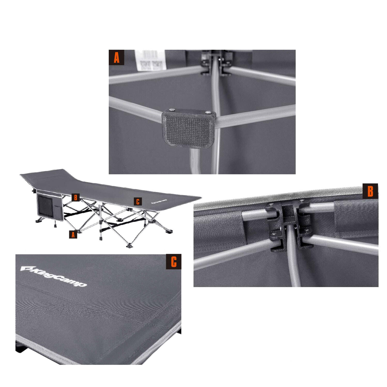 Campingbed XL outdoor camping ligbed opklapbaar logeerbed staal 190x67 cm 5/7