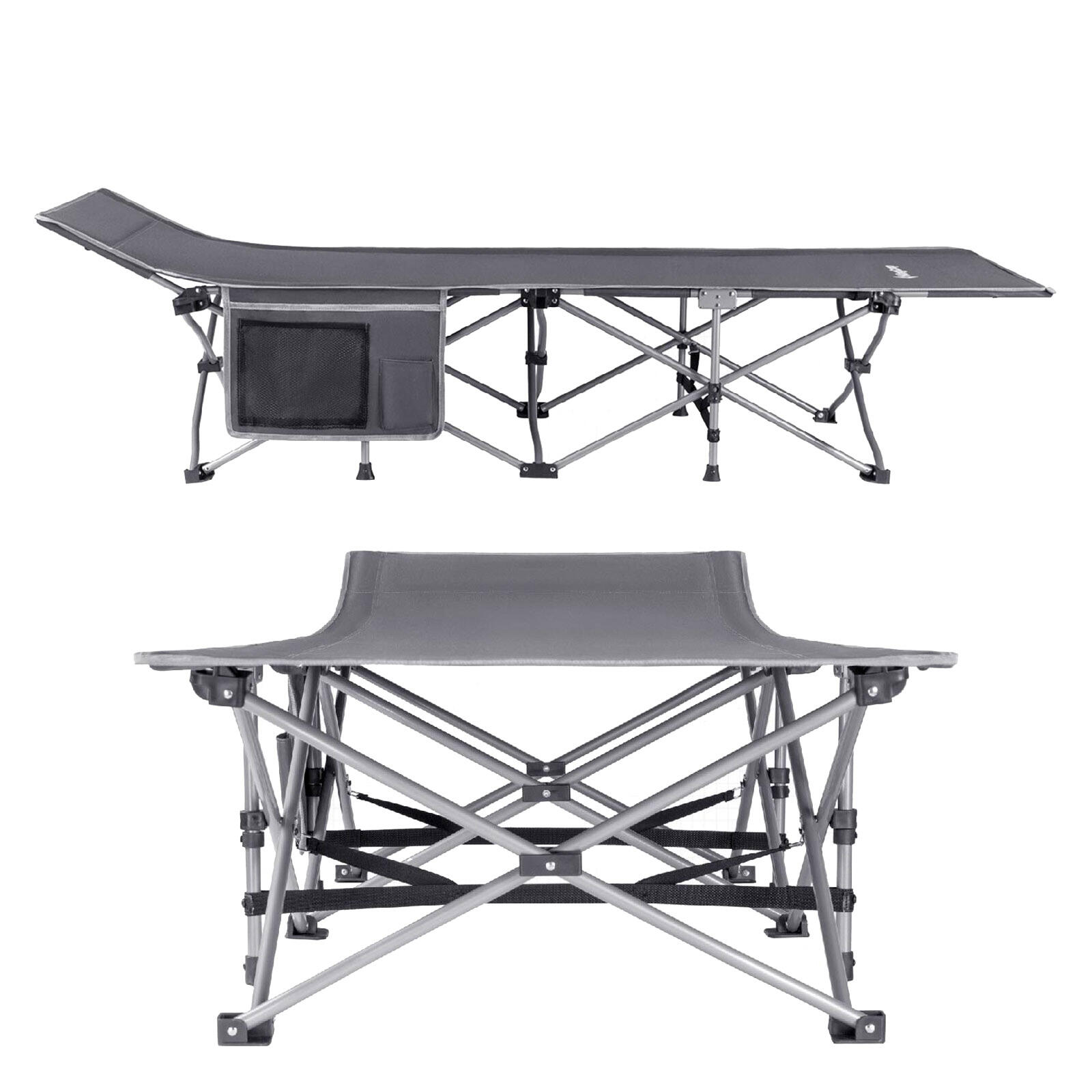 Campingbed XL outdoor camping ligbed opklapbaar logeerbed staal 190x67 cm 3/7