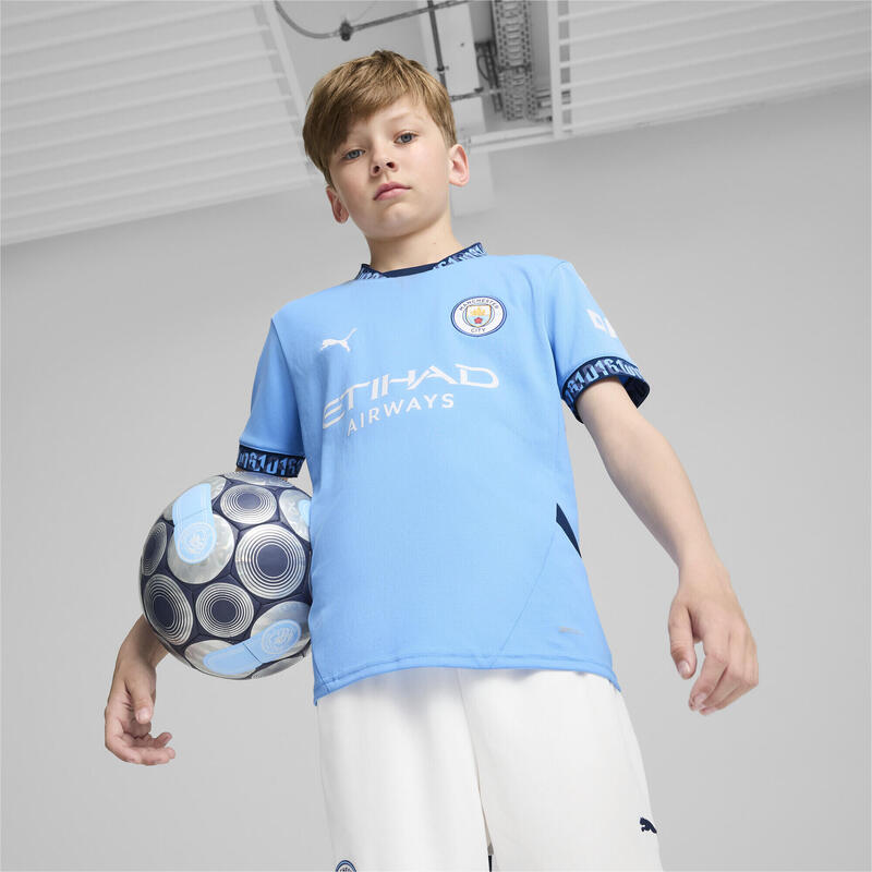 Tricou copii Puma Manchester City Jr Rp Home Albastru deschis