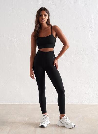 Damen Leggings Petite Gerippt Nahtlos Beige