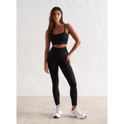 Mujer Yoga Leggings Petite Acanalado Sin Costura Negro