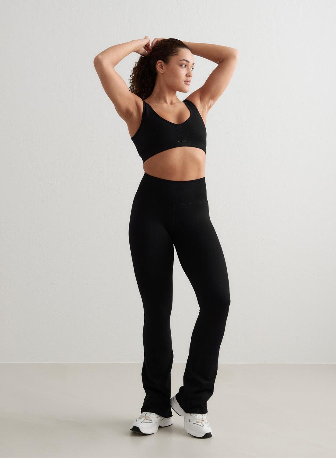 Damen Leggings Ausgestellt Hochtailliert Squat Proof Shape Seamless Schwarz 4/7