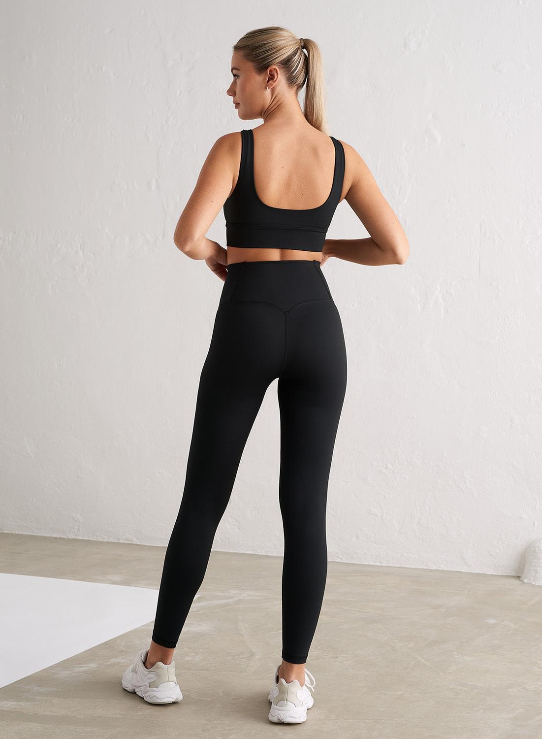 Damen Leggings Feuchtigkeitsableitend Kniebeugensicher Schwarz 4/7