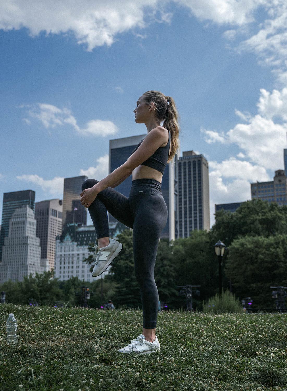 Femme Leggings Côtelé Sans Couture Gris Foncé 7/7