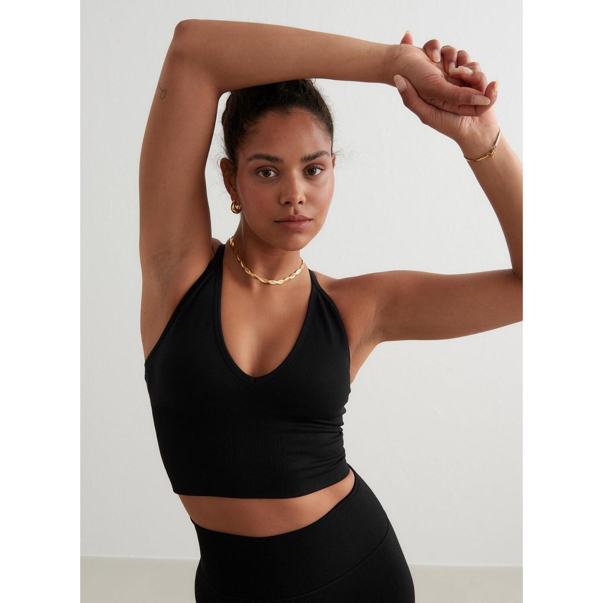 Aim'n - Femme Soutien-gorge De Sport Sans Couture Dos Croisé Bralette Noir - Brassière - Noir - 40 M - Decathlon