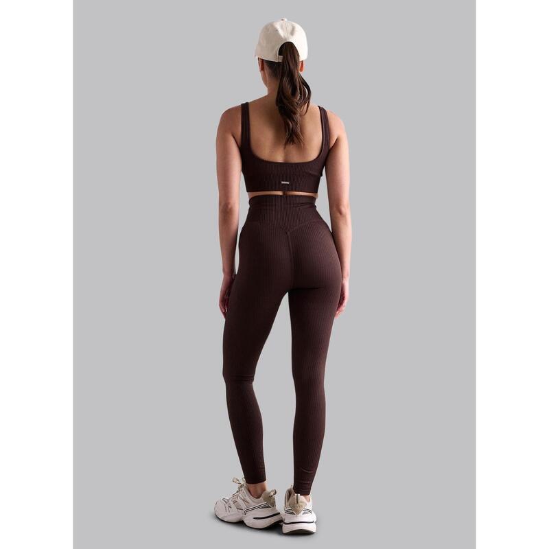 Leggings Côtelé sans Couture Yoga Femmes Cacao aim'n