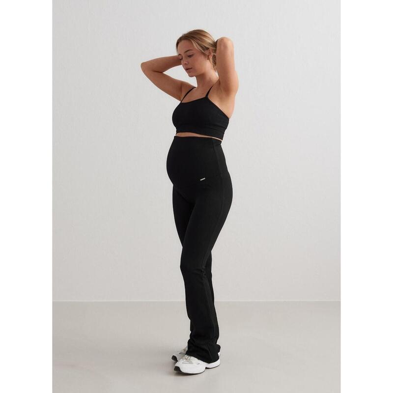 Leggings de maternité Ribbed Seamless Flare Maternity Yoga Femme Noir aim'n