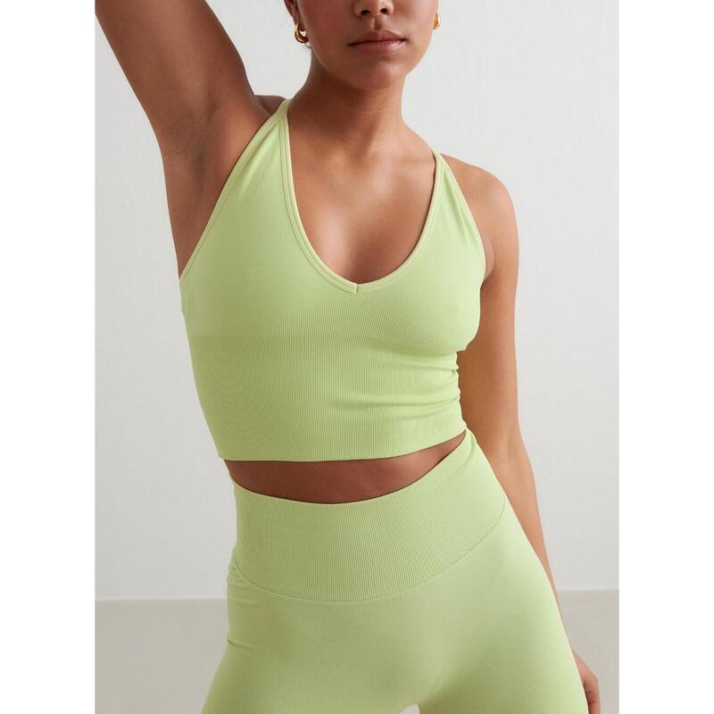 Débardeur Shape Seamless Cross Back Bralette Yoga Femmes Vert Clair aim'n