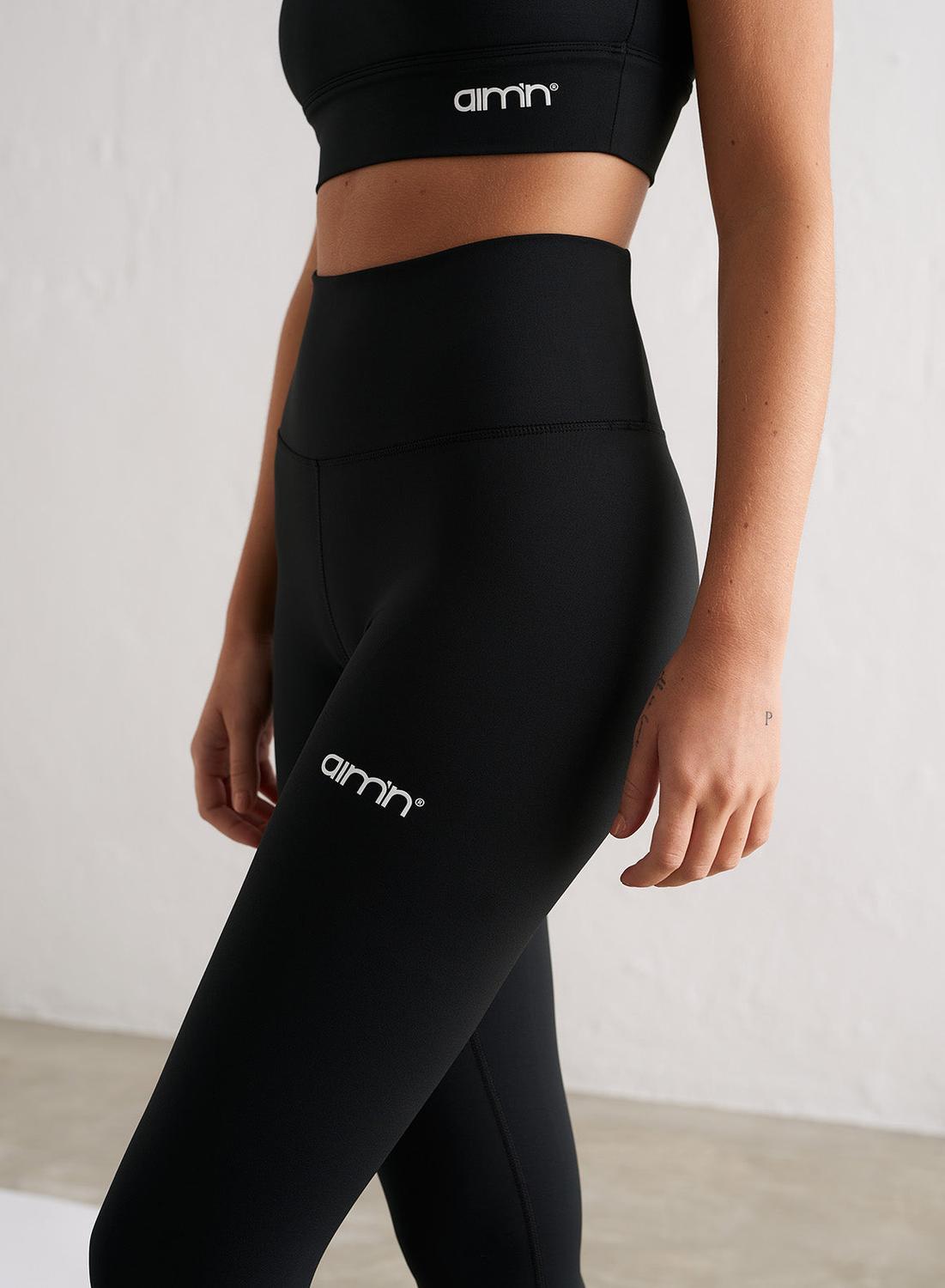 Damen Leggings Feuchtigkeitsableitend Kniebeugensicher Schwarz 2/7