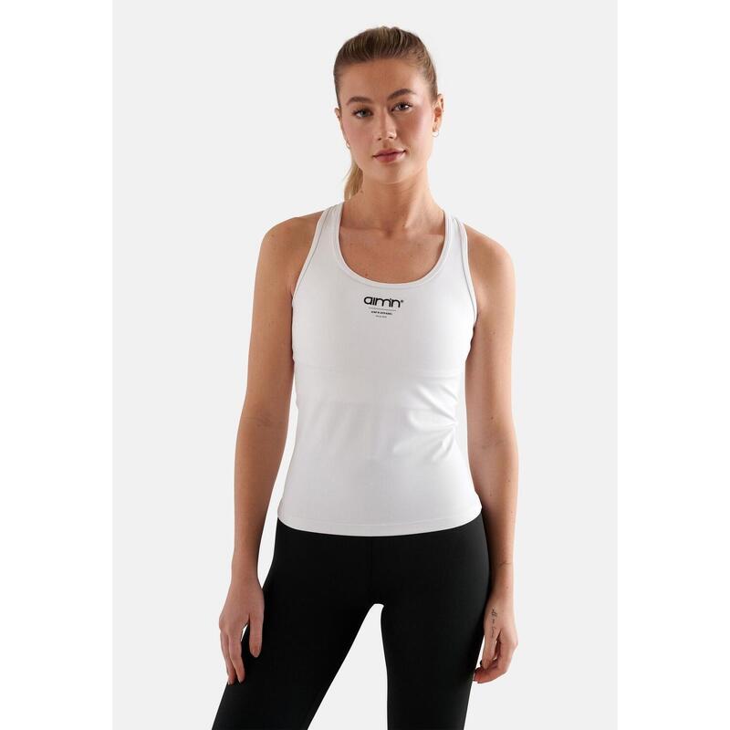 Femmes Yoga Singlet Dos Ringer Évacuant l'humidité Blanc