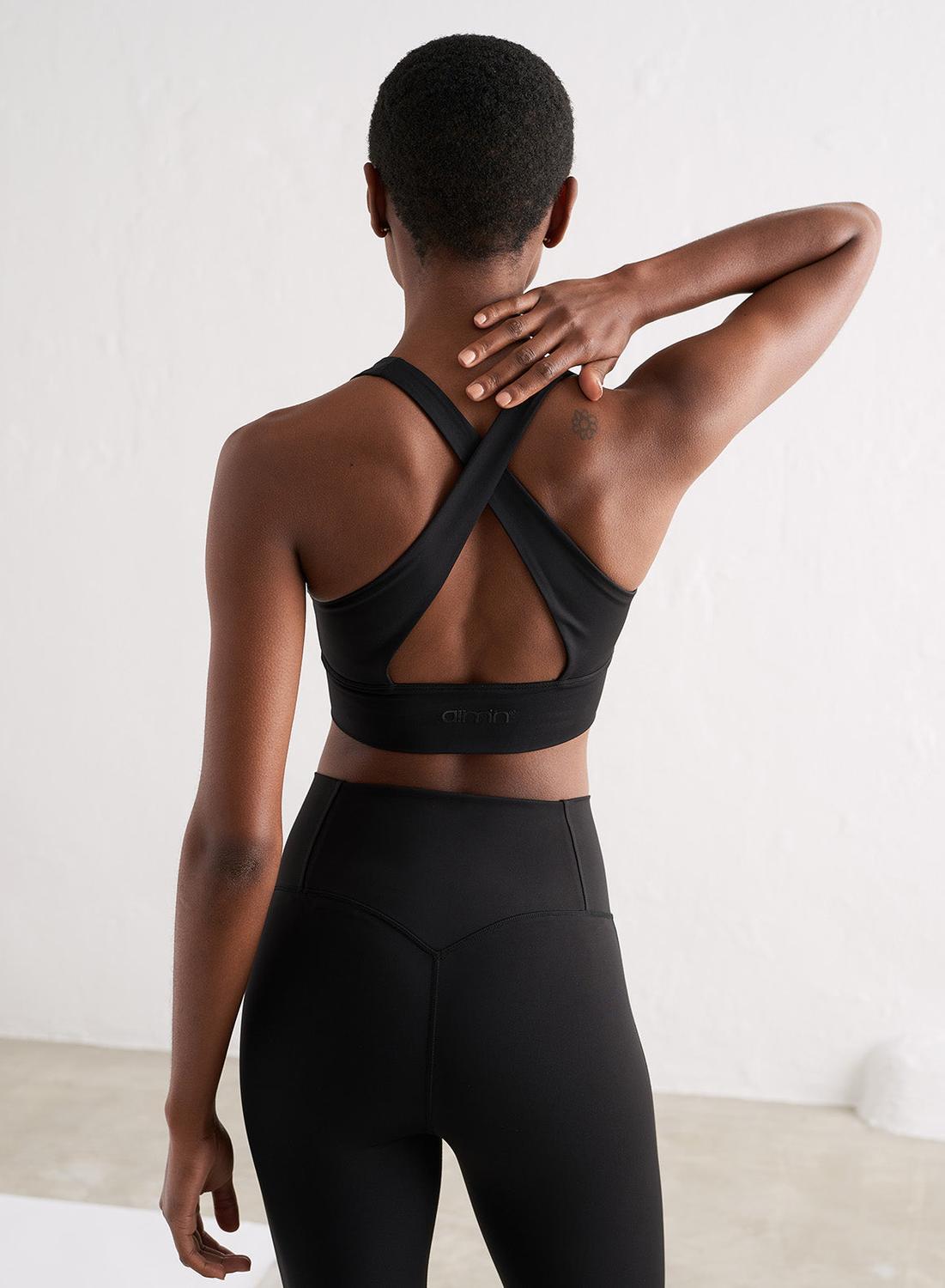 Femme Soutien-gorge de sport Dos Croisé Respirant Noir 5/6