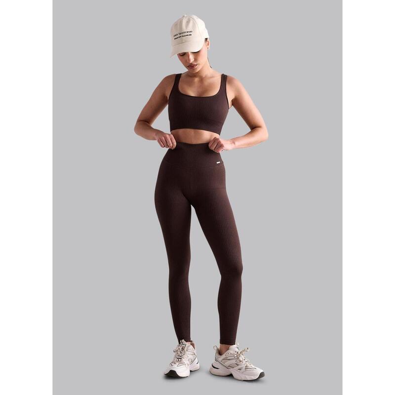 Leggings Côtelé sans Couture Yoga Femmes Cacao aim'n