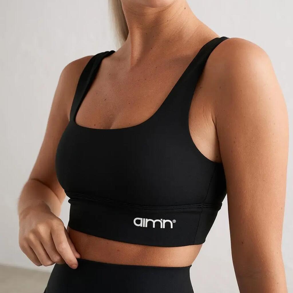 Women's Sports Bra Medium Support Removable Pads Core Black