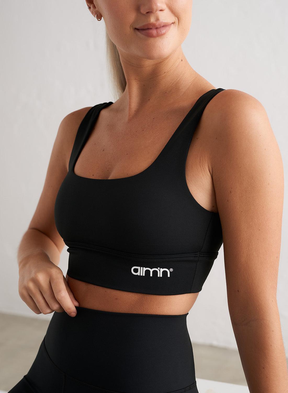 AIM'N Damen Yoga Sport-BH Feuchtigkeitsableitend Schwarz