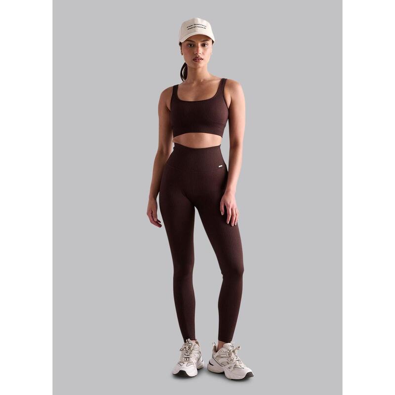 Cacao Ribbed Seamless Tights