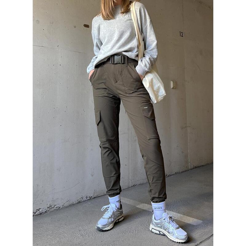 Dames Cargobroek Waterafstotend Khaki