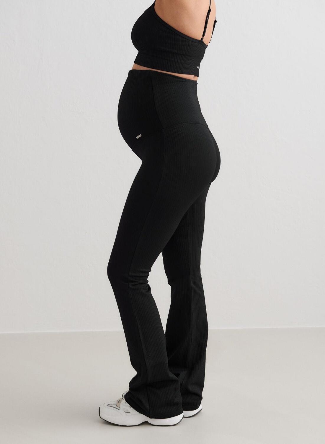 AIM'N Leggings yoga donna gravidanza zampa d'elefante ribbed senza cuciture neri