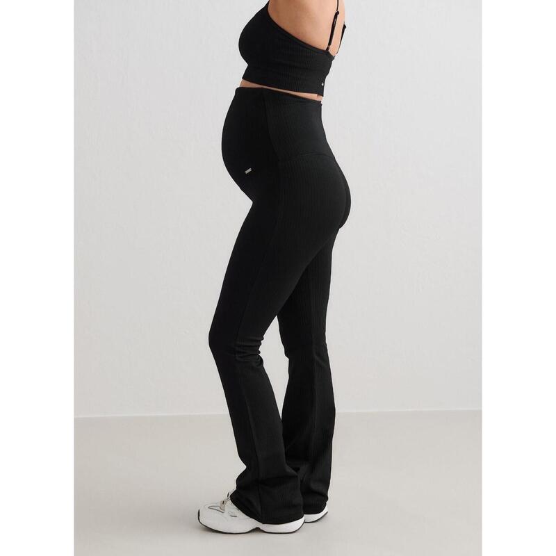 Leggings de maternité Ribbed Seamless Flare Maternity Yoga Femme Noir aim'n