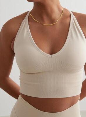 Donna Yoga Reggiseno Sportivo Senza Cuciture Schiena Incrociata Nero