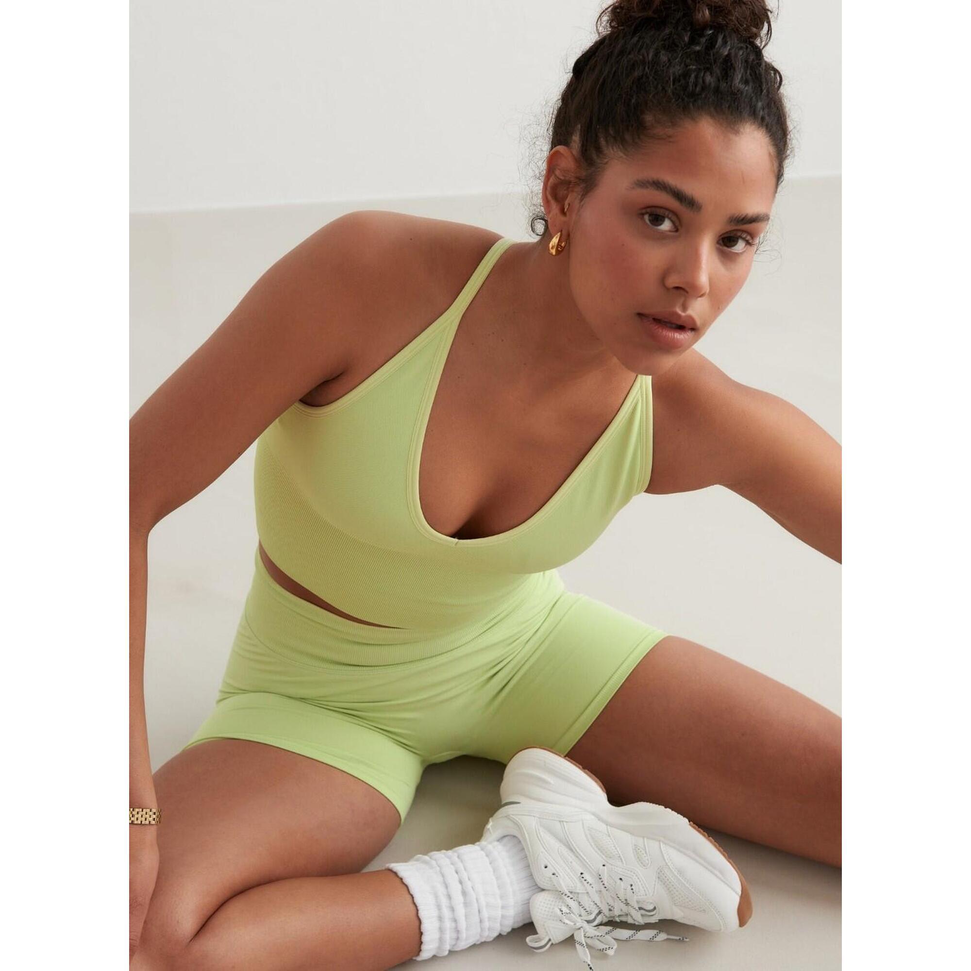 Aim'n - Femme Soutien-gorge De Sport Sans Couture Dos Croisé Bralette Vert Clair - Brassière - Vert - 34 2xs - Decathlon