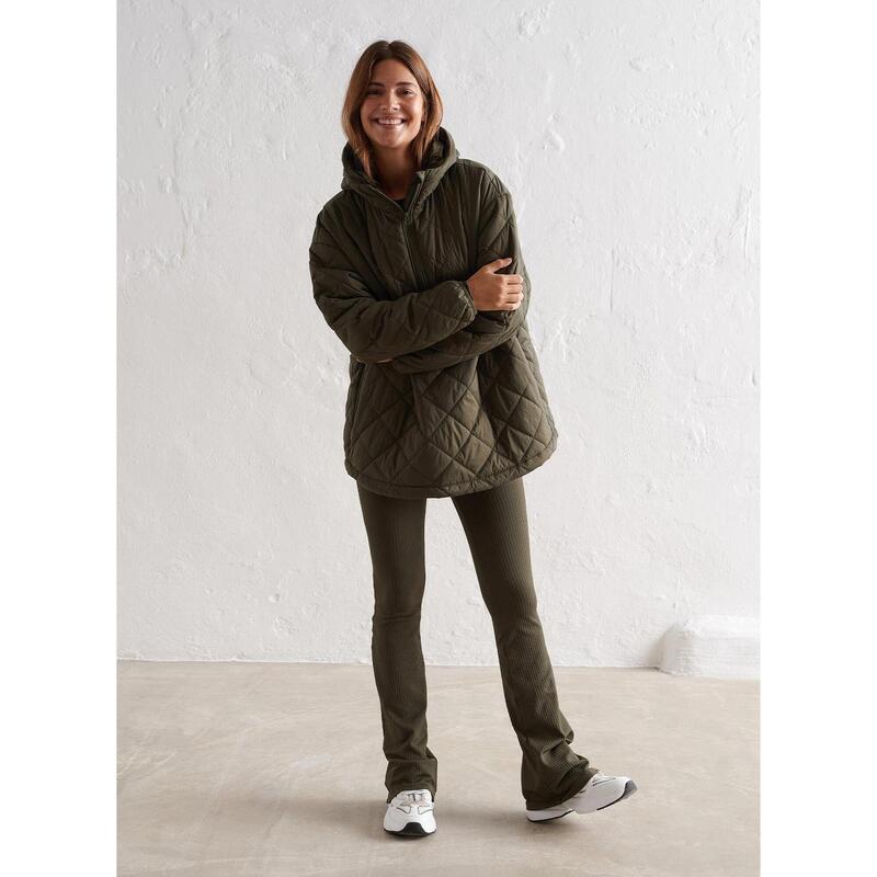 Khaki Oversized Quilted Anorak