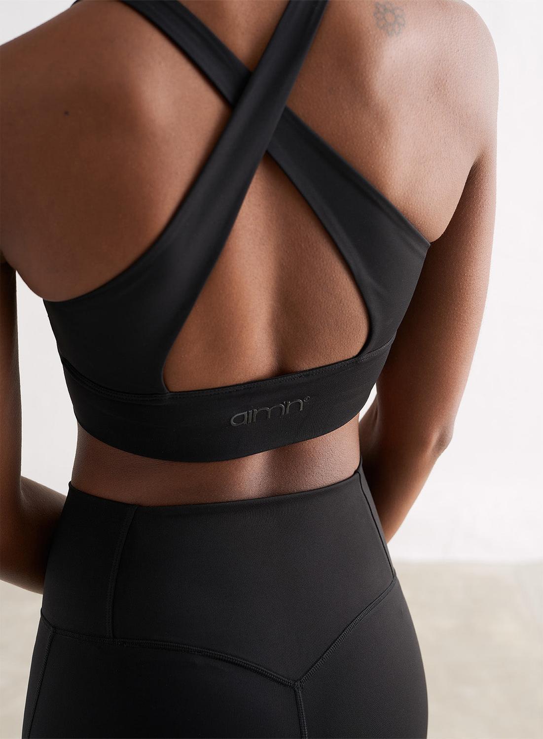 Femme Soutien-gorge de sport Dos Croisé Respirant Noir 2/6