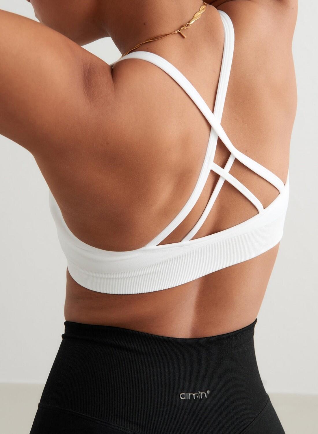Femme Soutien-gorge de sport Sans Couture à Dos Croisé Blanc 6/7