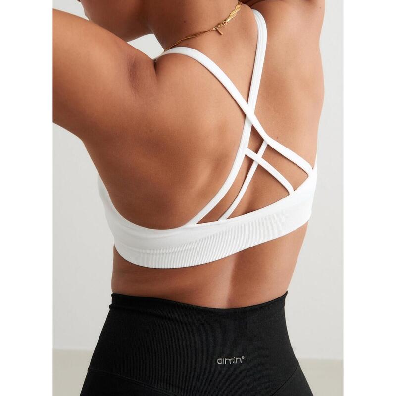 Soutien-gorge de sport Shape Seamless Cross Back Yoga Femme Blanc aim'n