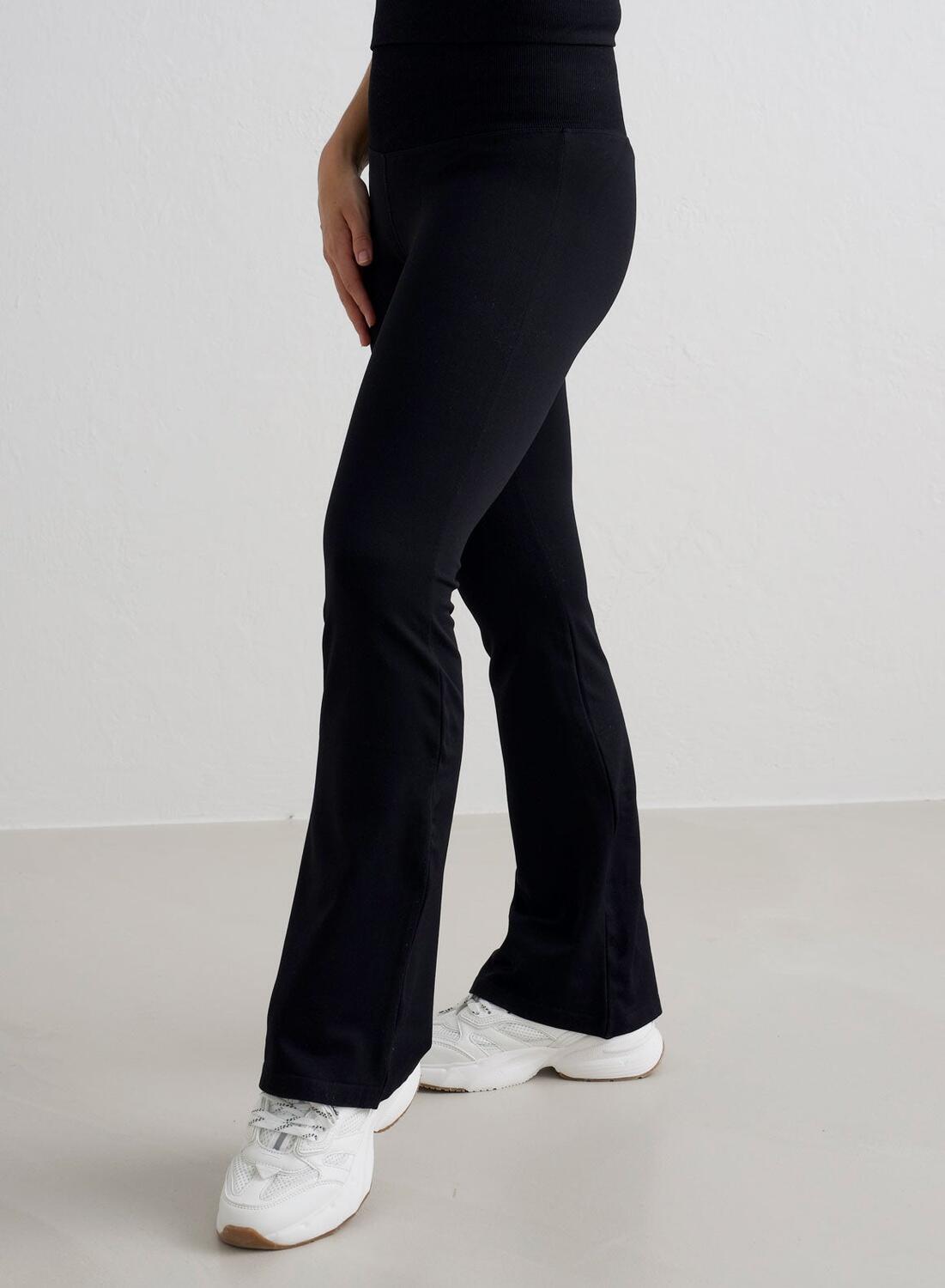 Donna Leggings Petite Svasata Senza Cuciture Nero 2/7