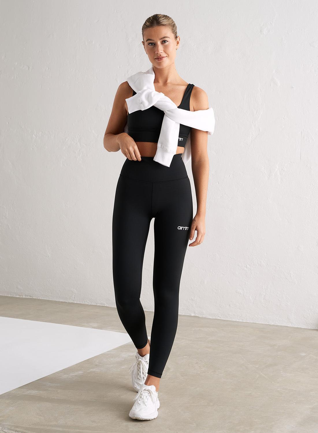 Damen Leggings Feuchtigkeitsableitend Kniebeugensicher Schwarz 6/7
