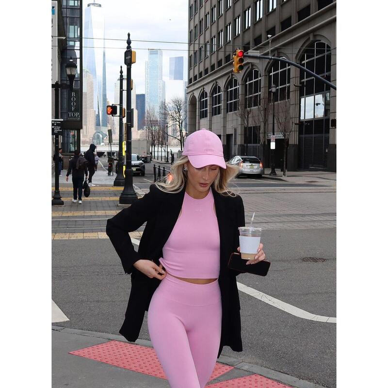Femmes Yoga Haut sportif Racerfront Sans couture Rose