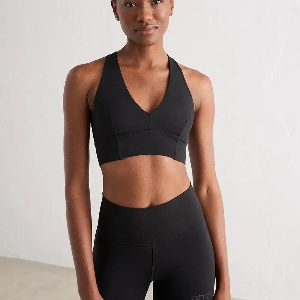 Women's Sports Bra Medium Support Sculpting Crossed Back Black