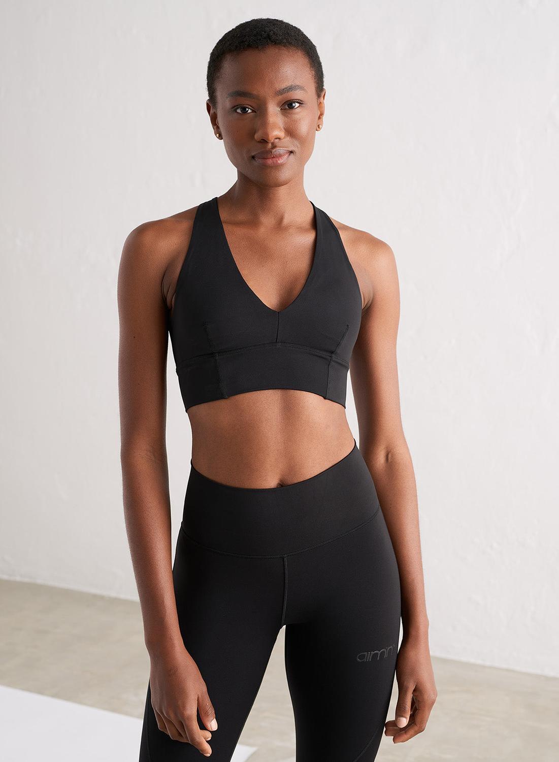 AIM'N Damen Yoga Sport-BH Cross Back Feuchtigkeitsableitend Schwarz