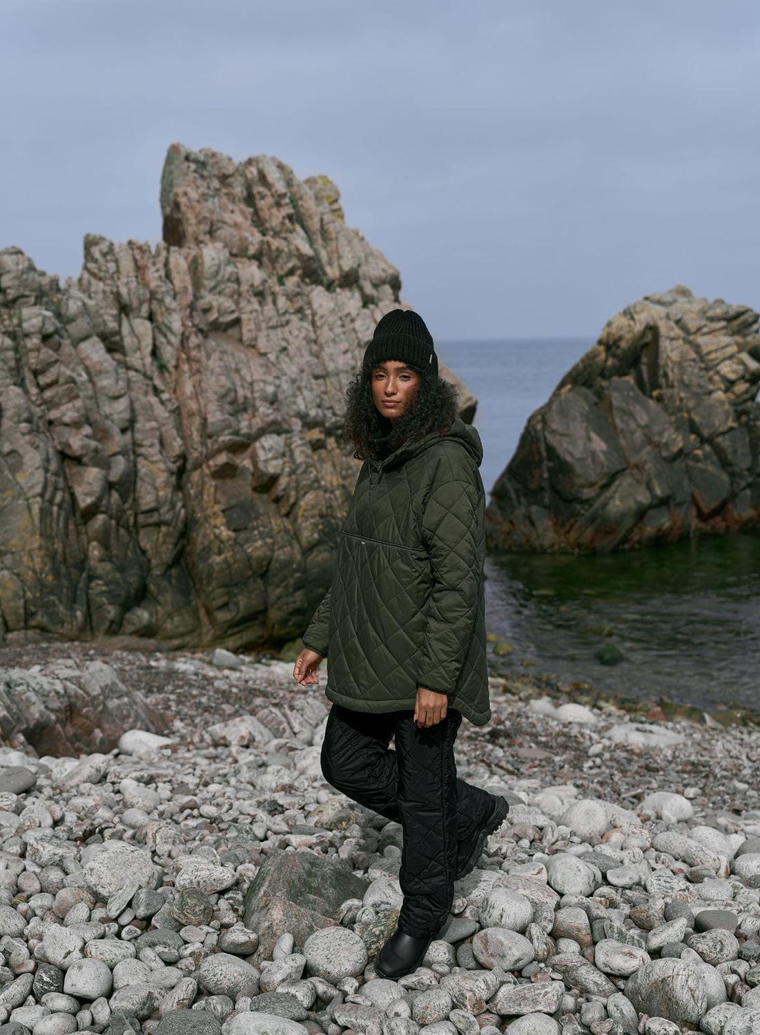 Femme Veste Hydrofuge Surdimensionné Piqué Kaki 6/7
