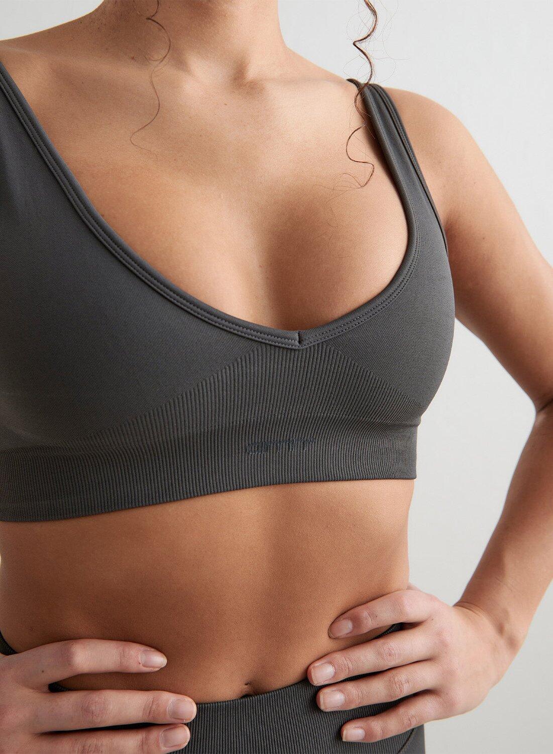 Femme Soutien-gorge de sport Décolleté Profond Sans Couture Gris Foncé 2/7