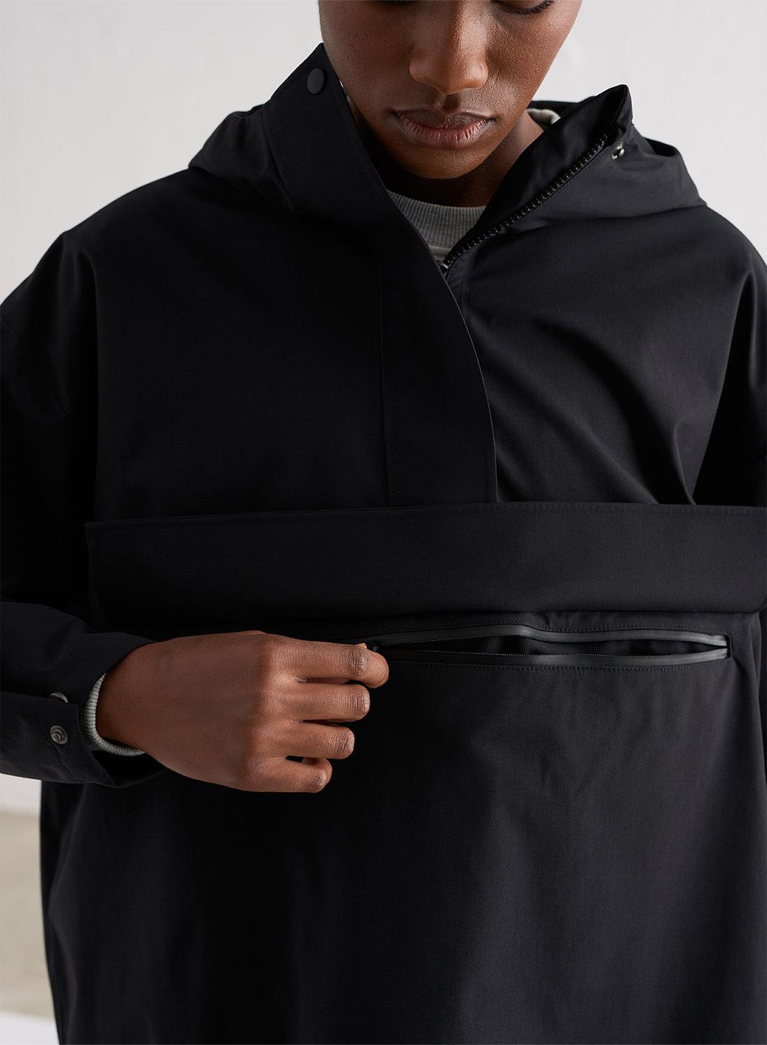 Dames Wandelen Jas Waterdicht Oversized Zwart 4/7