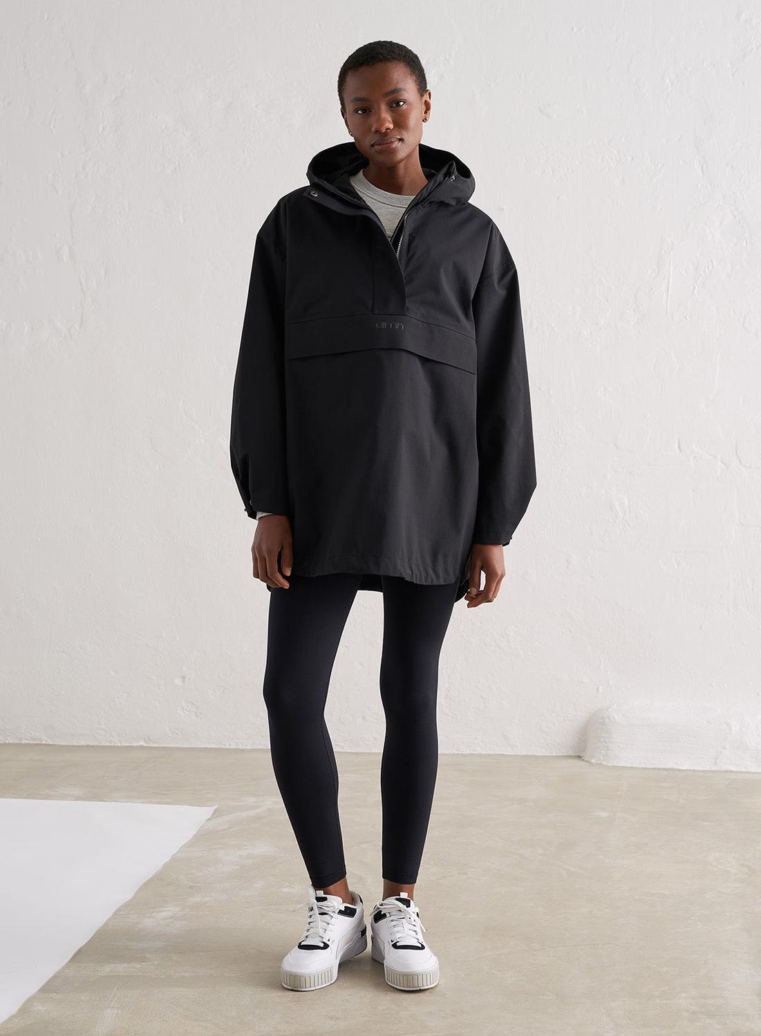 Dames Wandelen Jas Waterdicht Oversized Zwart 6/7