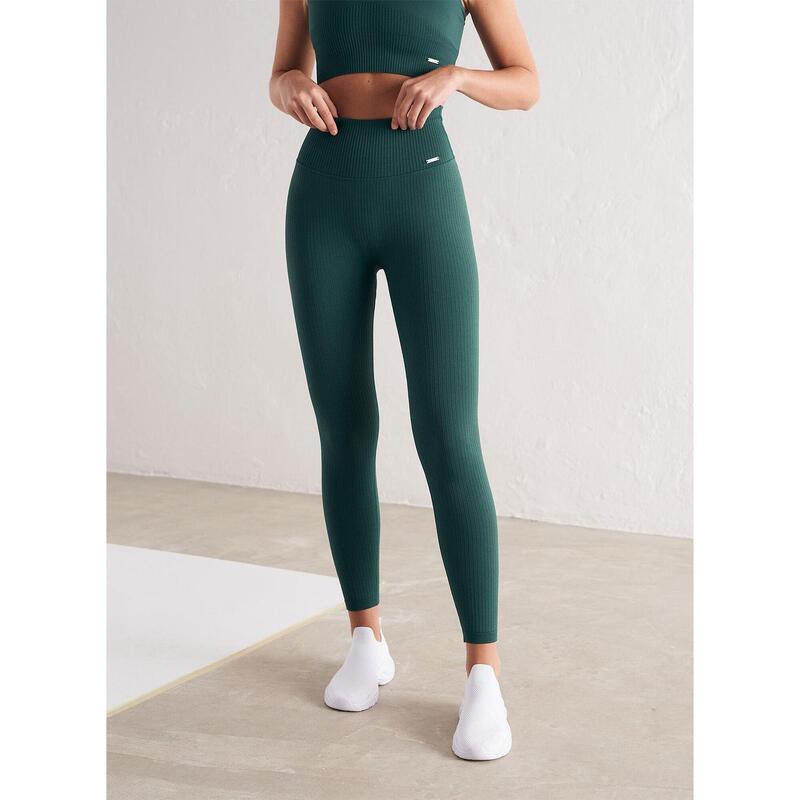 Pine Green Ribbed Seamless Tights