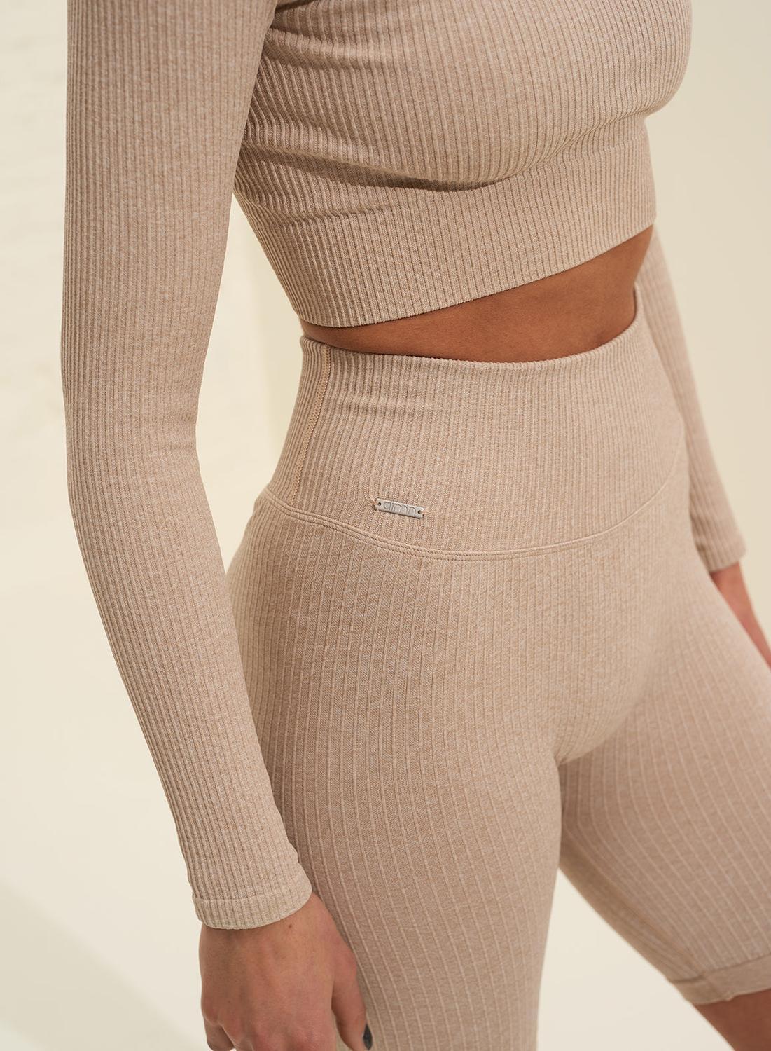 Donna Pantaloncini A Coste Senza Cuciture Beige 2/7